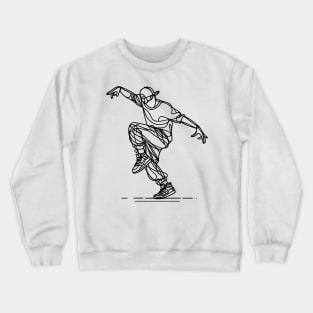 Hip Hop Male dancer - Black one line art Crewneck Sweatshirt